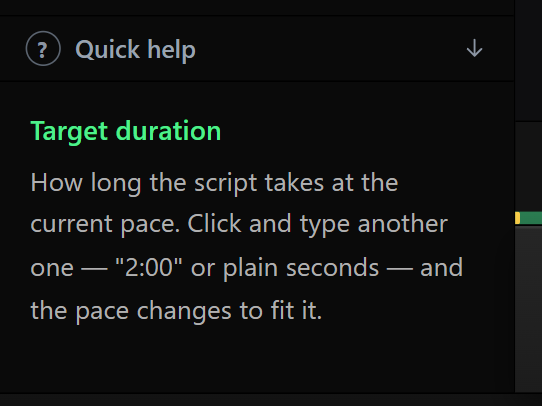 The quick help box explaining whatever the mouse is pointing at