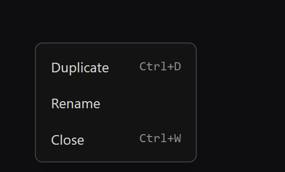 Right-clicking a script tab: duplicate, rename, close