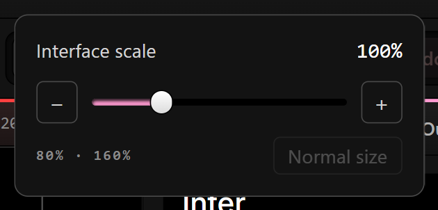 The interface scale control